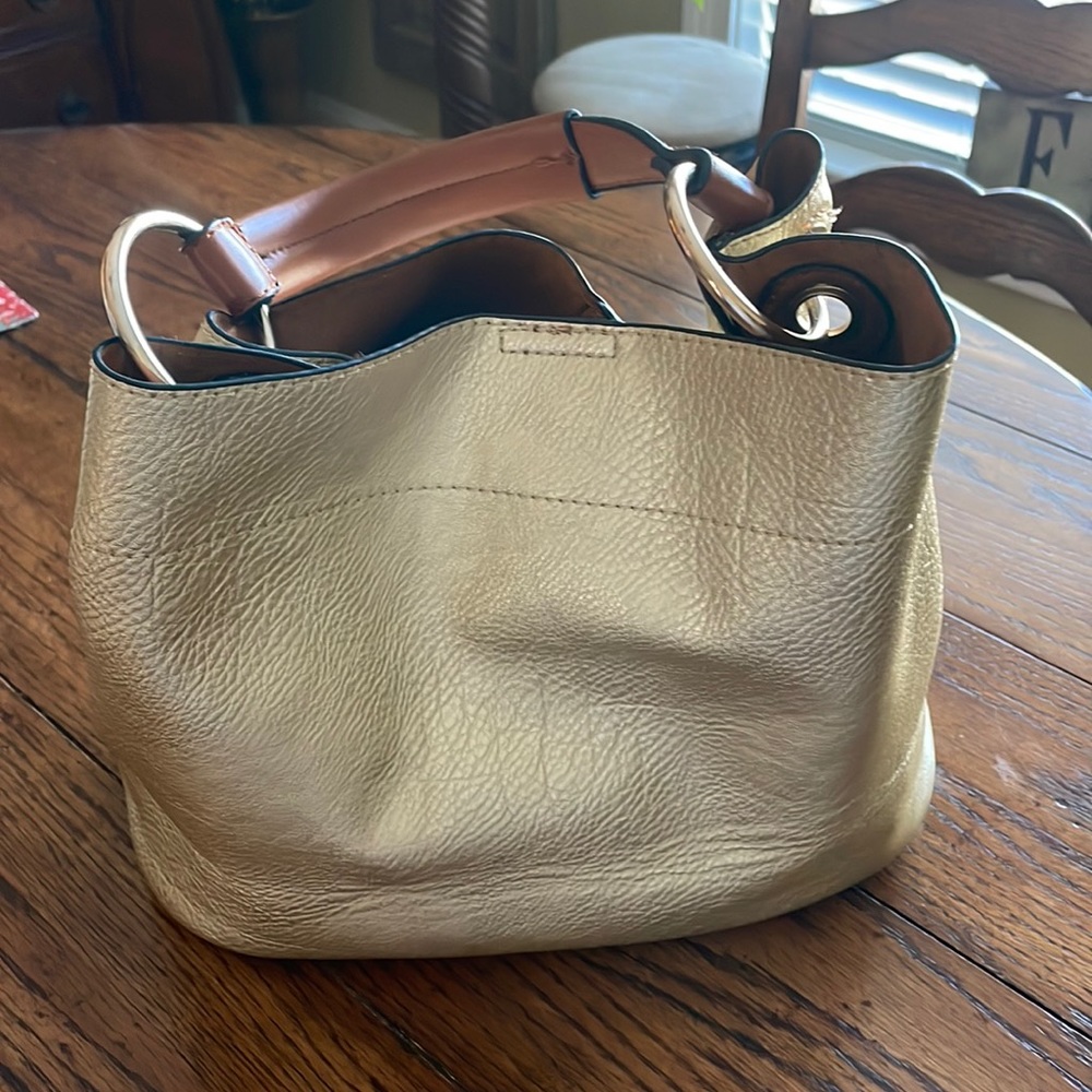 Gold Shoulder Bag  with separate makeup bag inside Great Condition